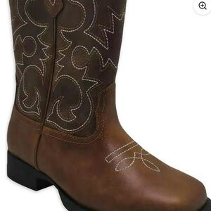 Wonder Nation Brown Western Boots with Decorative Stitching